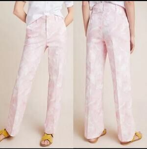 Anthropologie Jamie Trousers Women's 4 Pink White Tie Dye Flat Front 28x32